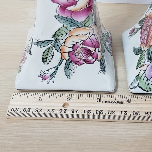 Vintage Hand Painted Floral Candlestick Holders - Picture 8 of 12